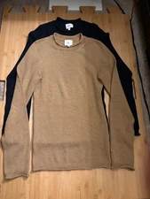 G label (goop)(gwyn) 2x $595 100% cashmere minimalist sweaters S Camel/Navy
