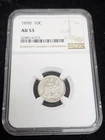 1890 Seated Liberty Dime 10C NGC Certified AU53 Circulated