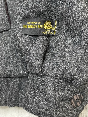 Chaqueta de bombardero de lana vintage solo para miembros para hombre XL/2XL 52 pulgadas pecho gris oscuro Sherpa - Imagen 6 de 14