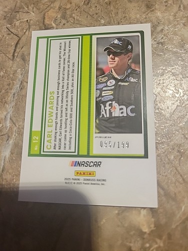 CARL EDWARDS 2025 Donruss NASCAR Optic Red Velocity 95/199 #12 - Picture 2 of 3