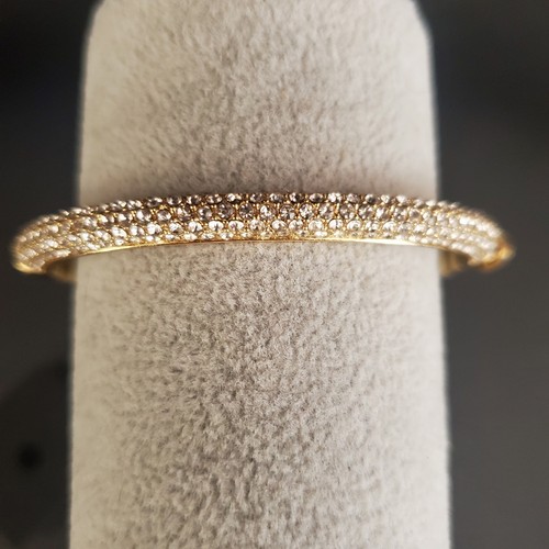Juicy Couture Hinged Bangle Pave Crystals Gold Plated Setting Bling Dressy - Picture 10 of 11