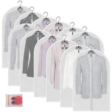 Garment Bags 12 Pack, 24 x 40 Hanging Clothes Storage Bags, Translucent PEVA ...