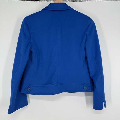 Chaqueta Blazer Akris Punto Mujer Lana Talla 2 Azul Real Recortada Diseñador Elegante - Imagen 8 de 10