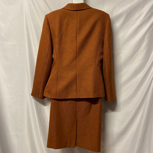 Traje Falda Le Suit 2 Piezas Talla 14 Marrón Oxidado Spice Rhone Weave Business - Imagen 2 de 11
