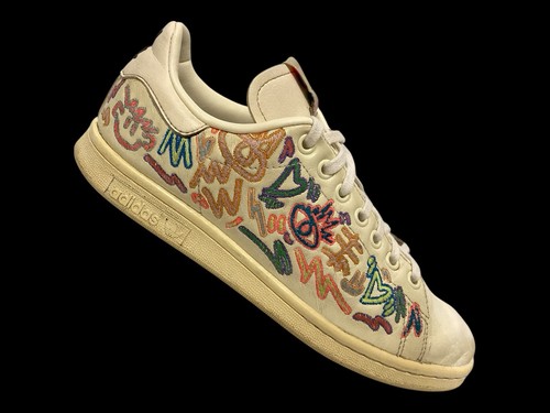 Adidas Stan Smith Pride Shoes Men Sz 7 Embroidered Lace Up Tennis GX6394 Cream - Picture 5 of 14