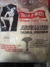 Vtg THERM-O-MASTER Insulated Thermal Long Sleeve Shirt Medium Underwear dacron 