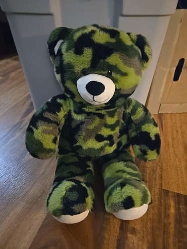 Build A Bear Workshop grünes Tarnmuster 16 Zoll Teddybär Plüsch BAB Militär