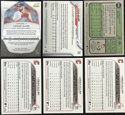 6 Karten Baseball Lot Logan Allen Cleveland Guardians Rookie RC, Prizm, Chrome + - Bild 4 von 7