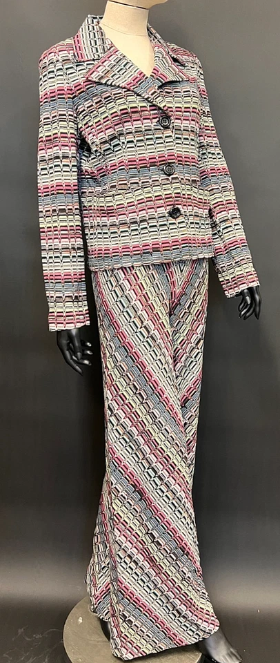 Conjunto de chaqueta y pantalones de pierna ancha Missoni multicolor Chevron - Hecho en Italia Foto 2 de 4