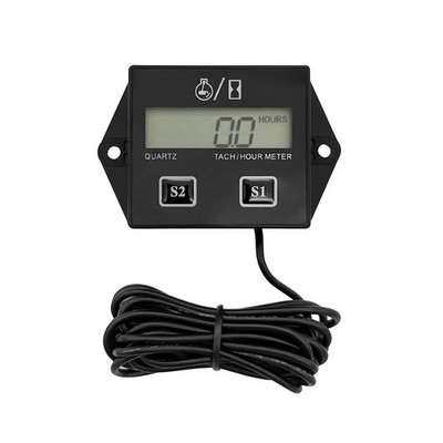 Small Engine Hour Meter and Digital Tachometer, Waterproof Inductive Tacho Ga...