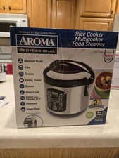 Aroma 8-Cup (Cooked) Rice & Grain Cooker, Steamer, New 