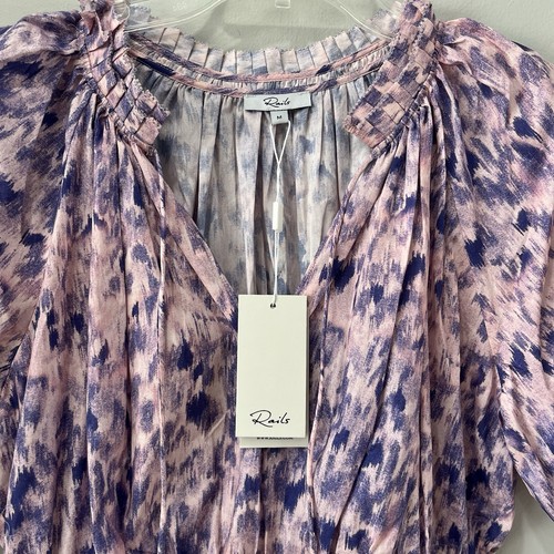 NEW $238 Rails Fiorella Cotton Ikat-Inspired Mini dress Medium Pink Geometric - Picture 8 of 14