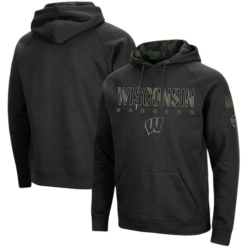 Herren Colosseum schwarz Wisconsin Badgers OHT Militär Wertschätzung Tarnmuster Pullover