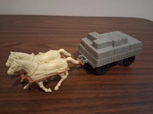 Marx Horses Pulling Hay Wagon Farm Play Set