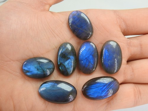 Labradorite Smooth Cabochon Lot 7 Piece 27X16X5To23X16X5MM Approx - Picture 3 of 10