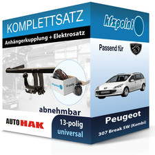 AUTO HAK Anhängekupplung abnehmbar und E-Satz für Peugeot 307 Break SW 02-05 neu