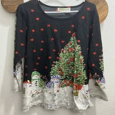Vintage Collections Etc. Embellished Ugly Christmas Grandmacore Top Sz M Sequin