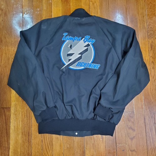 Vintage Rare Tampa Bay Lightning Bomber Jacket Man's Size L Thrashed  - Picture 1 of 16