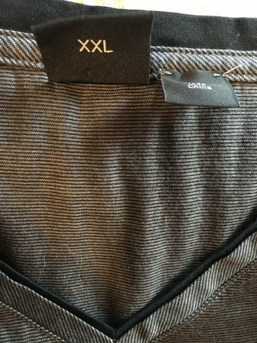 NWOT BOSS HUGO BOSS 100% COTTON Gray Black V Neck SS Tee Shirt XXL / XL / L Men - Picture 3 of 10