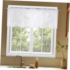  Sheer Vanlance for Windows 2 Panels, Small 52"W x 18"L (Pack of 2) White
