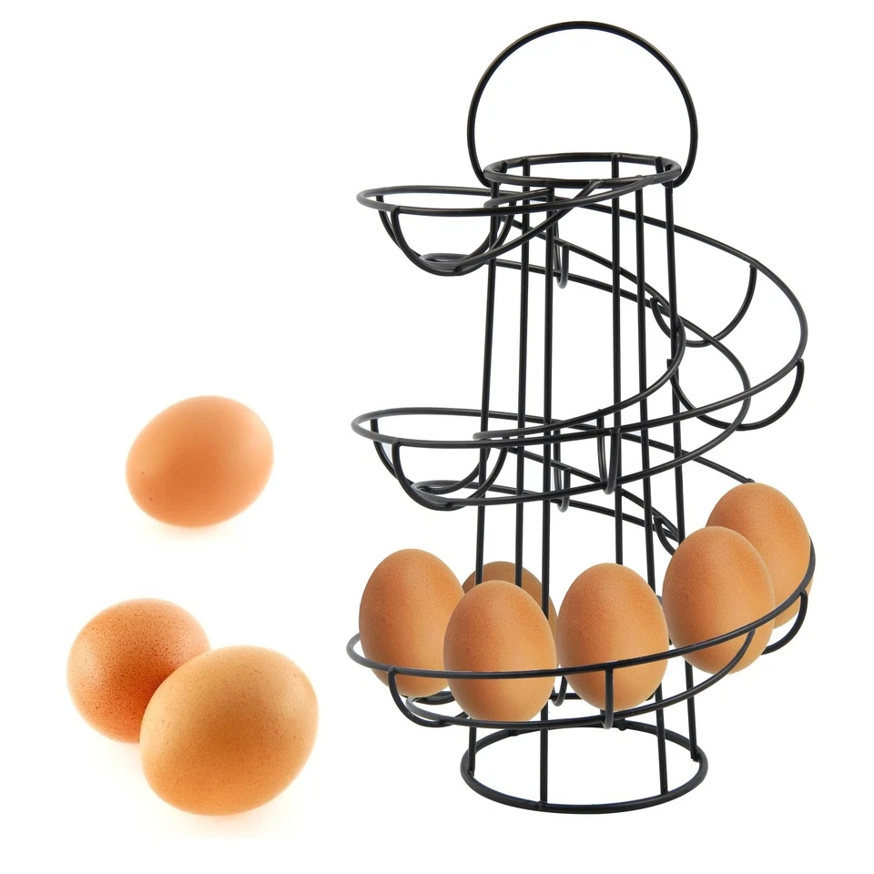 Egg Holder Storage Kitchen Egg Storage Spiral Eggs Dispenser Rack Holds 18 Eggs - Image 3 of 4