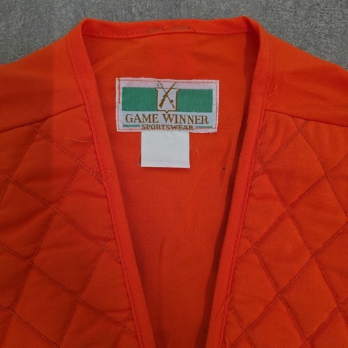 Gilet da caccia arancione vincitore del gioco vintage molte tasche, uomo taglia XL - Foto 2 di 8