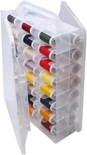 46 Grids Sewing Organizer, Double Sided Thread Box Storage, Portable Clear Plast