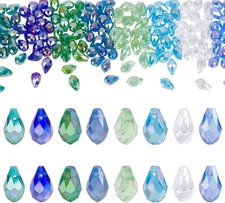 160pcs 8 Colors Crystal Beads Faceted Glass Beads AB Colored Crystal Teardrop Pe