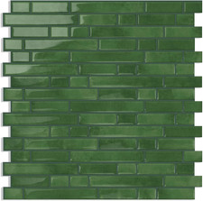 Thick Dark Green Peel and Stick Tile Backsplash 12"X12" Self Adhesive Wall Marbl