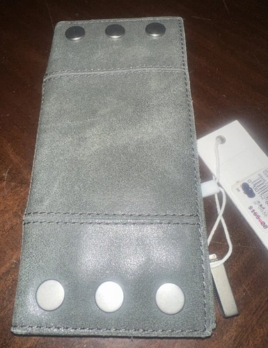 Authentic NEW. HAMMITT NORTH Ash Silver Leather Wallet #4584-silver Studded. Zip - Picture 3 of 8