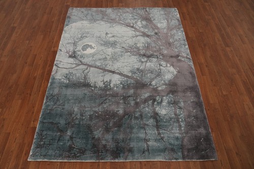 Nature Print Modern Style Rug 5x7 ft Hand-knotted Contemporary Bedroom Carpet - Picture 2 of 13