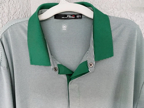Ralph Lauren Shirt Men XL Green Striped RLX Performance Polo Stretch Sport - Picture 4 of 12