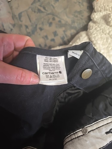 Carhartt Unisex Insulated Bibs Overalls Black, Adjustable, Kids Size 8 - Picture 6 of 7