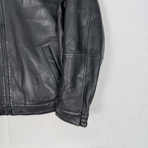Marks and Spencer Leather Jacket Flight Bomber Biker Black Soft Men’s Large - Picture 3 of 11