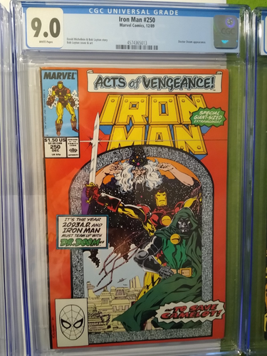 3 Iron Man Comic Books, #249, #250, and #263, 11/89, 12/89, and 12/90. CGC 9.0. - Picture 6 of 13
