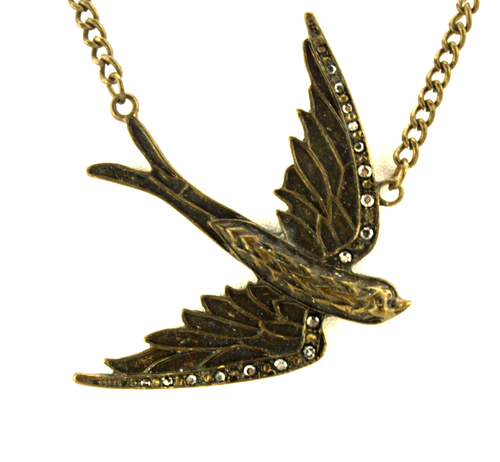 Vintage Sallow-tailed Kite Bird In Flight Pendant Necklace 22”