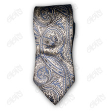 John Weitz Tie Men L 58  W 3.5  Light Blue Silver Geo Abstract Paisley All Silk