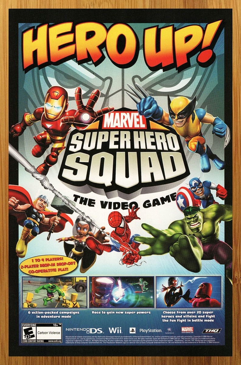 2009 Marvel Super Hero Squad Nintendo DS Wii PS2 Print Ad