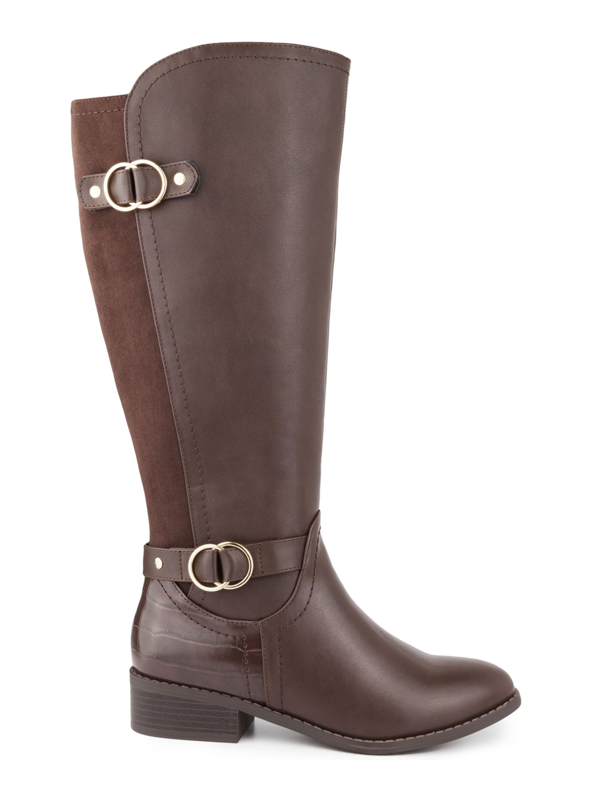 Женские коричневые сапоги для верховой езды Leandraa Almond из крокодиловой кожи с широкой голенью KAREN SCOTT 8 W XWC