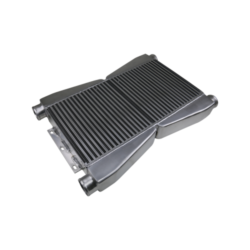 Intercooler de aluminio doble núcleo doble turbo de 3,5"" espesor entrada y salida de 2,5 - Imagen 4 de 4