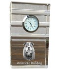 American Bulldog three-striped clock with a dog Art-Dog