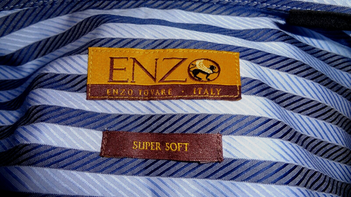 ENZO TOVARE Dress Shirt Men's Button Up Size XL Blue Striped Made Italy - Picture 4 of 7