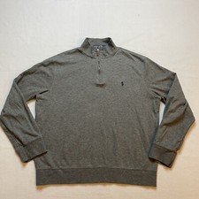Polo Ralph Lauren Sweater Mens Large 1/4 Zip Long Sleeve Gray Mock Neck
