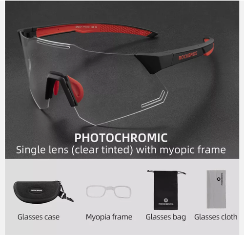 ROCKBROS Cycling Sunglasses Photochromic Glasses Goggles Bicycle Mountain Glass - Picture 3 of 4