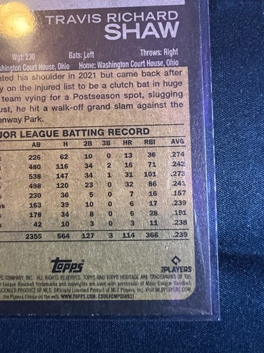2022 Topps Heritage Baseball Travis Shaw SP #417 - Picture 3 of 3