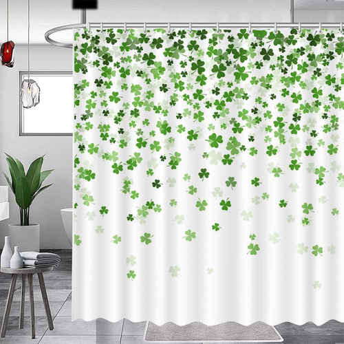 Shamrock Shower Curtain Set 72X72 Inches for St. Patrick'S Day Decor - Picture 8 of 12