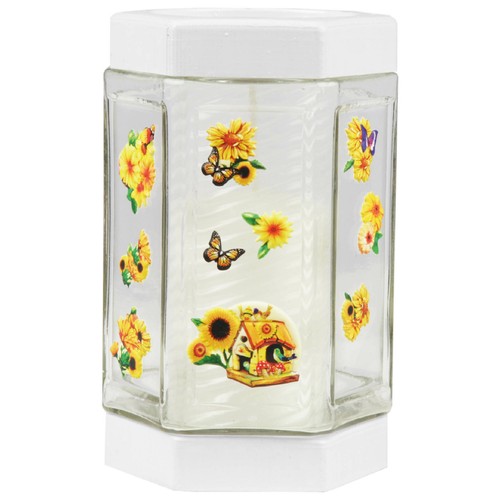 Windlicht Glas inkl. Blumen Sticker Gartenlaterne Outdoor Windlichter Kerzenglas - Bild 22 von 61