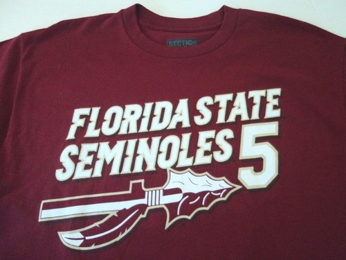 Florida State Seminoles Mens L T Shirt Number 5 Maroon Burgundy New With Tags - Picture 3 of 8