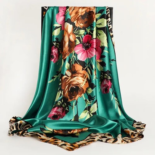 Sciarpa quadrata scialle seta per donna stampa foulard raso fasce capelli hijab donna - Foto 14 di 78