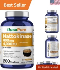 Nattokinase 4000 FU 800mg, 200 Veggie Capsules Vegan, Non-GMO